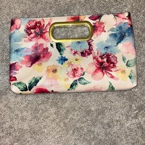 Floral evening clutch with gold hard ware!